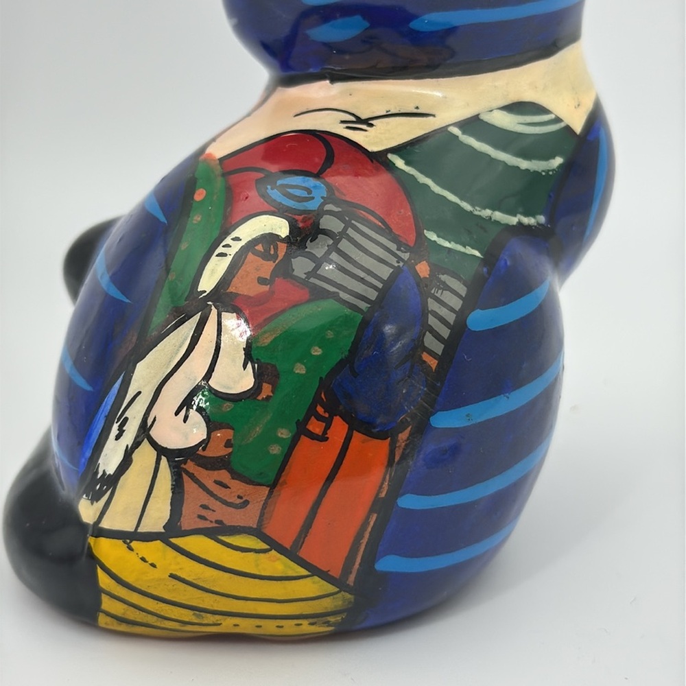 Talavera Redware Cat Hand Painted Pottery Folk Art Figurine 4” Vibrant Colors - Picture 3 of 5